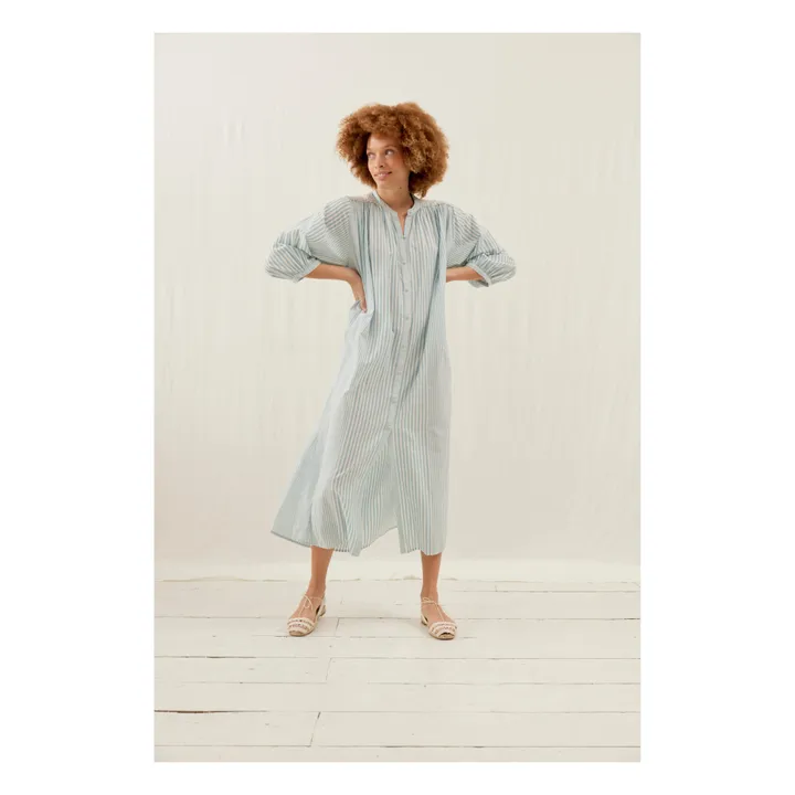 Louise Misha Robe Deepalina Rayures Coton Bio - Collection Femme | Bleu