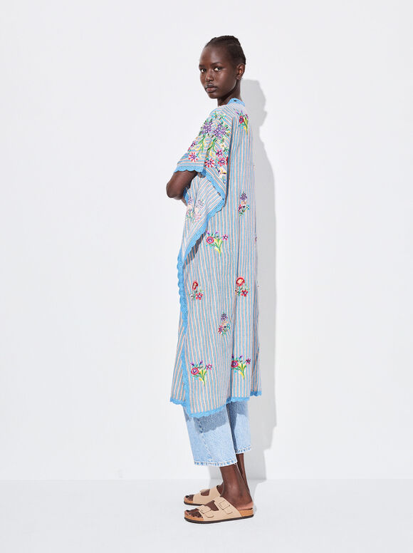 Caftan bordado com miçangas - Multicor