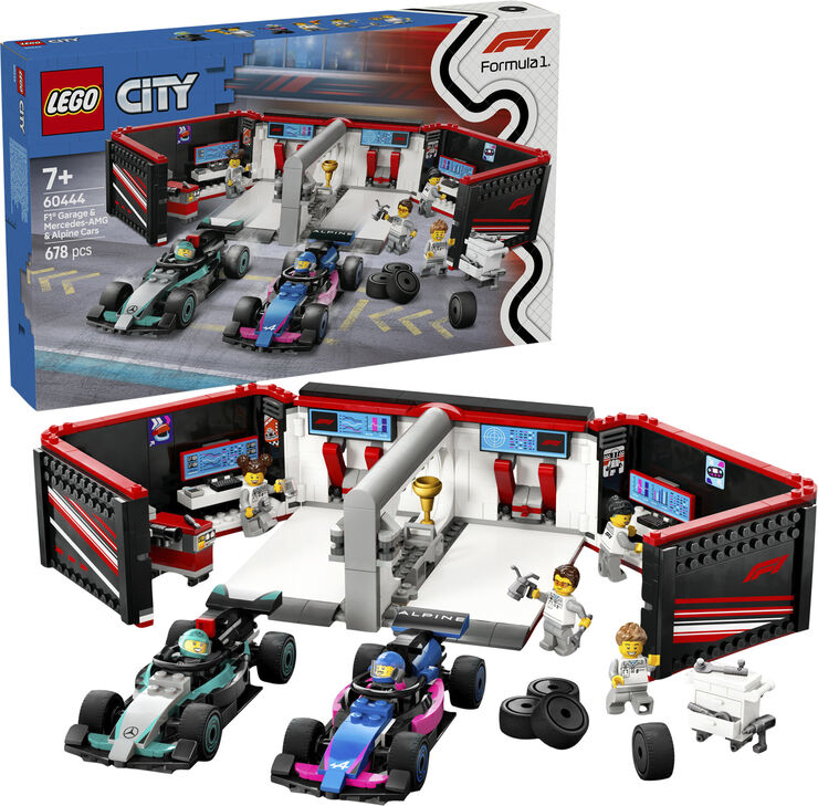Lego F1-garage - Mercedes-AMG og Alpine-biler