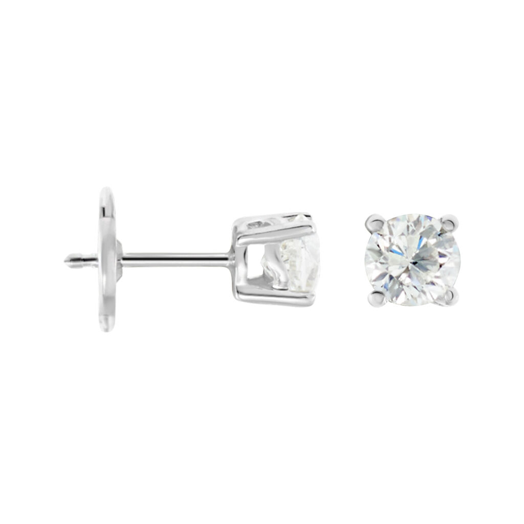 Boucles D'oreilles Puces Or Blanc Victoria Diamants