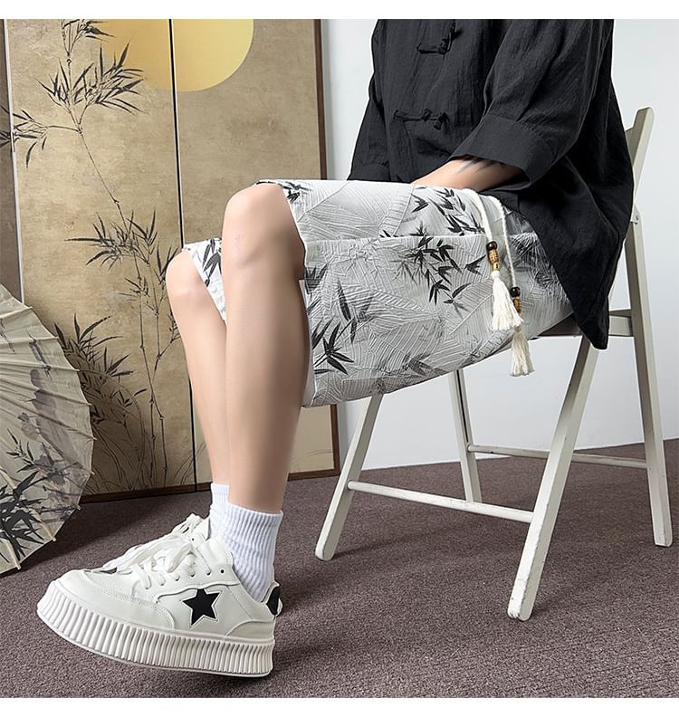 Diphon - Shorts met trekkoord en bladprint