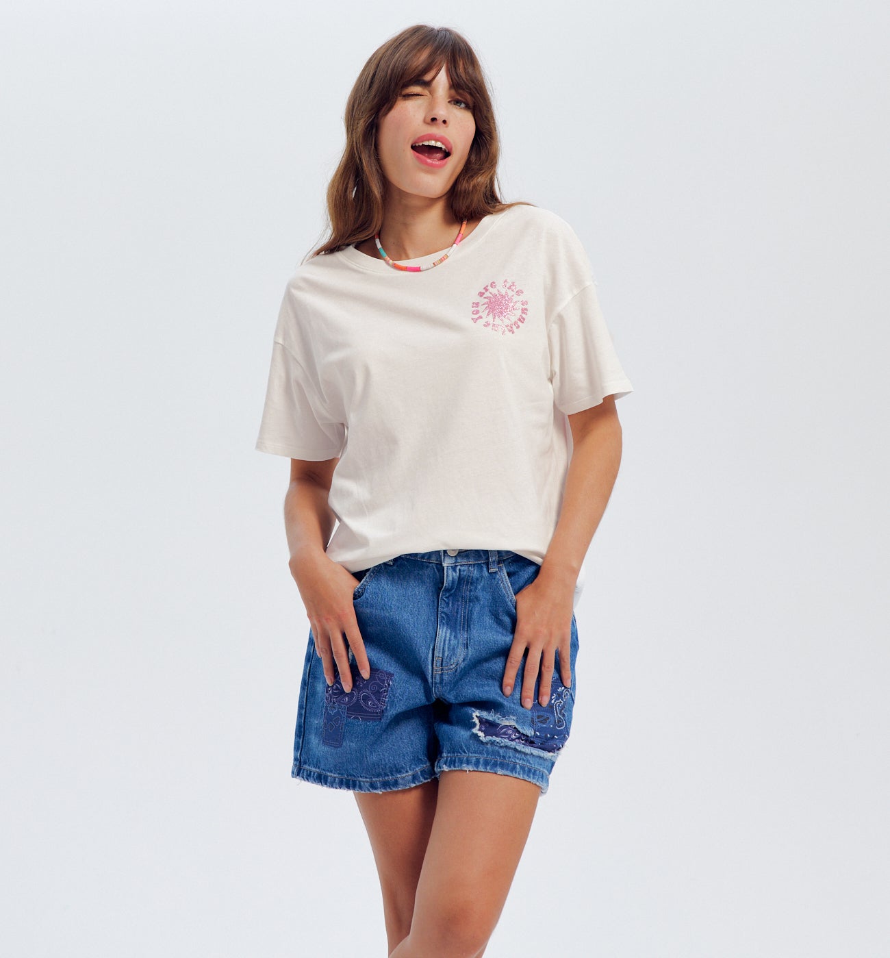 T-shirt à message Femme - Imprimé écru
