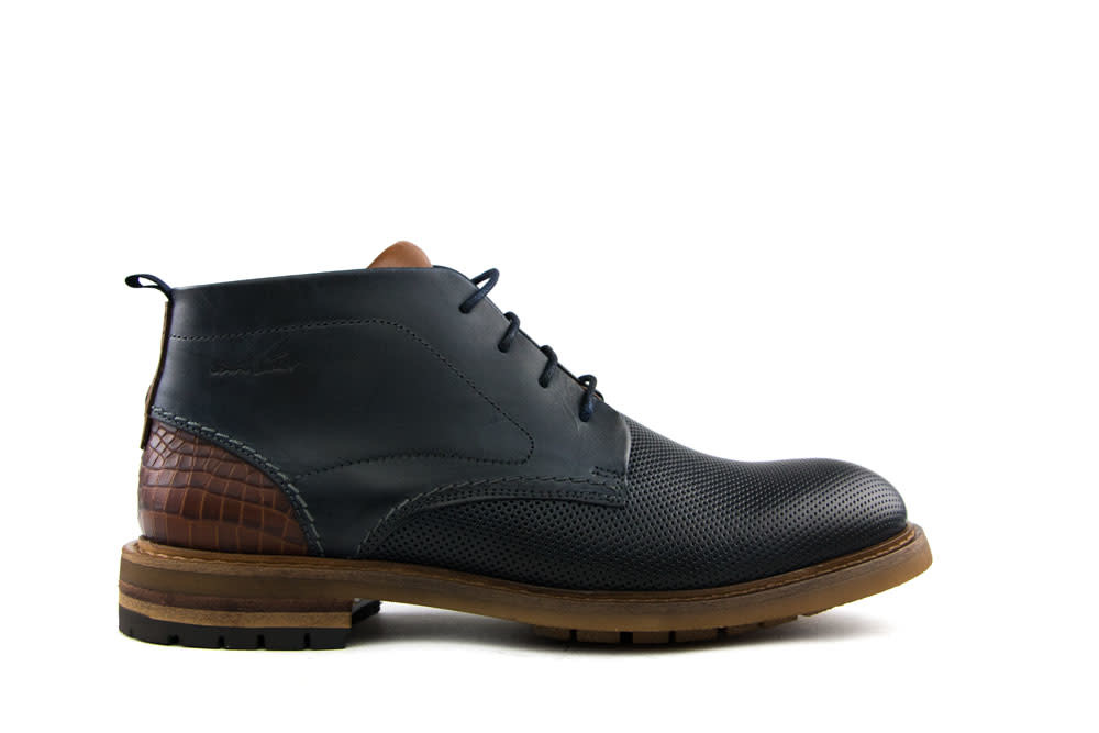 Van Lier Veterboots Blauw Perfo