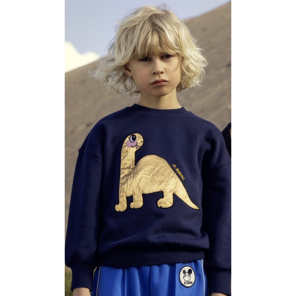 Køb Mini Rodini Blue Dino Application Sweatshirt