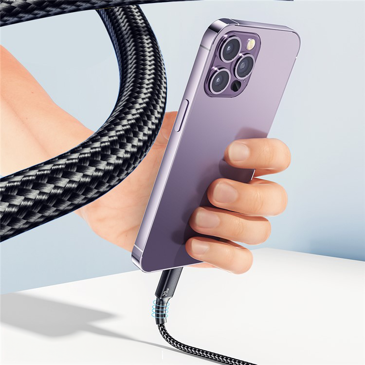 (3m) 29W USB C auf Lightning Ladekabel Nylon Datenkabel mit Power Delivery- Schwarz