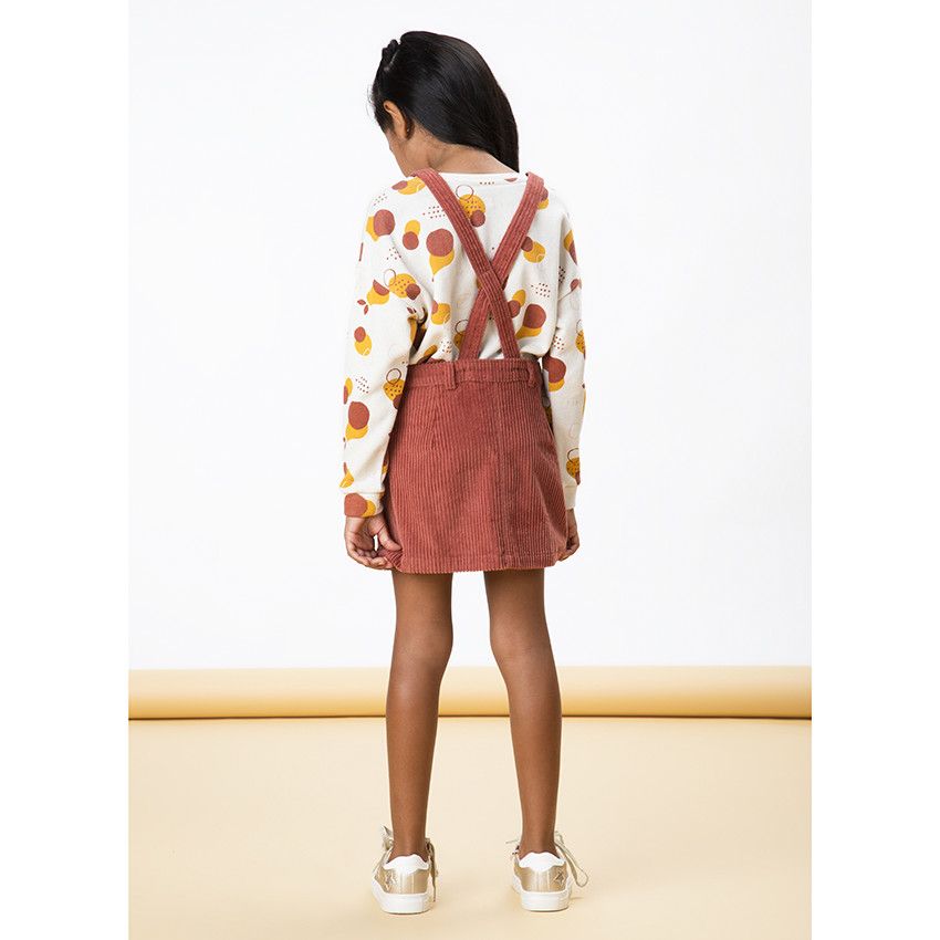 Robe salopette en velours côtelé pour enfant fille - Rouge