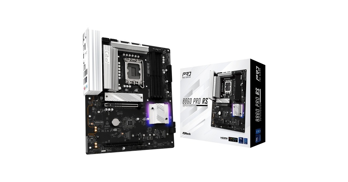 ASRockB860 Pro RS socket 1851 moederbord  (RAID, 2.5 Gb-LAN, Sound, ATX)