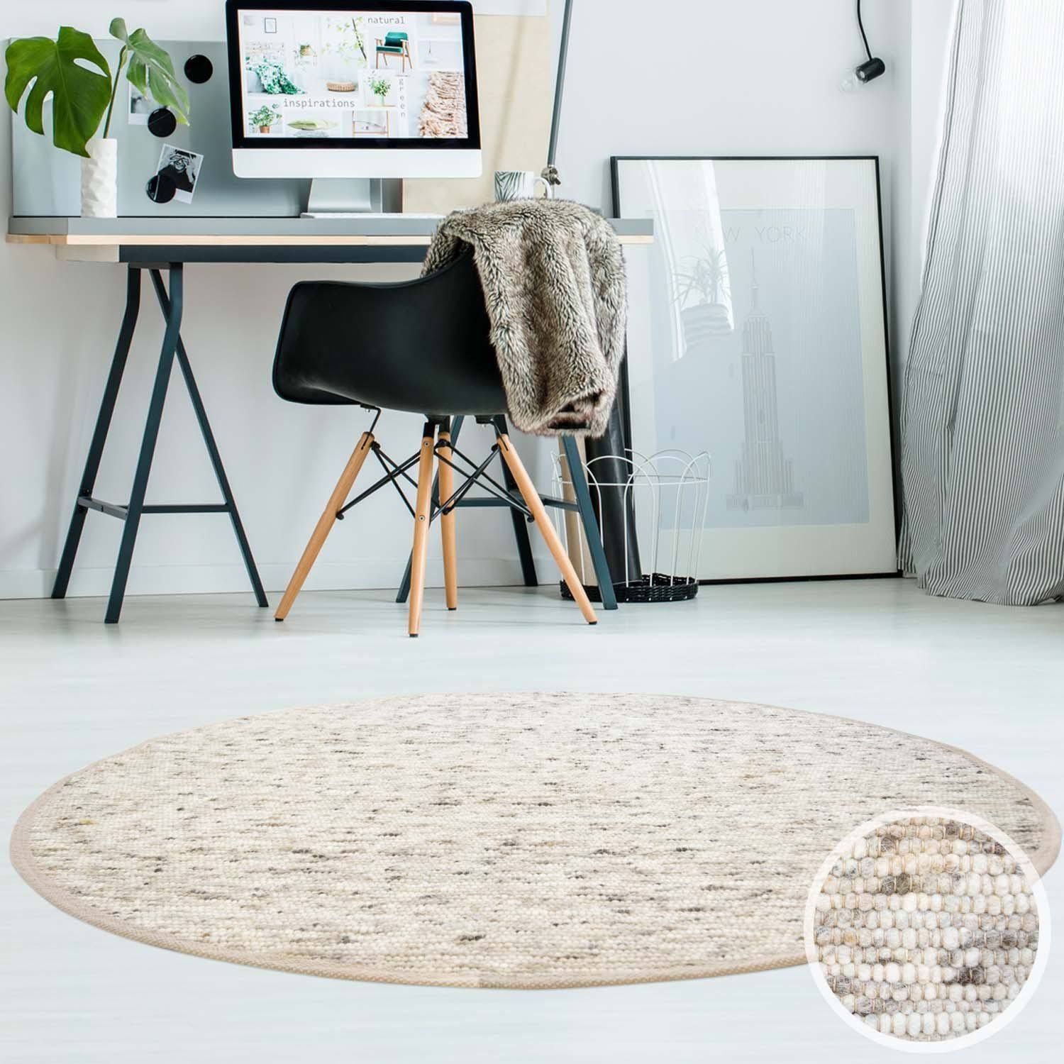 TaraCarpet Wollteppich Handwebteppich Frankeneck rund Höhe 13 mm