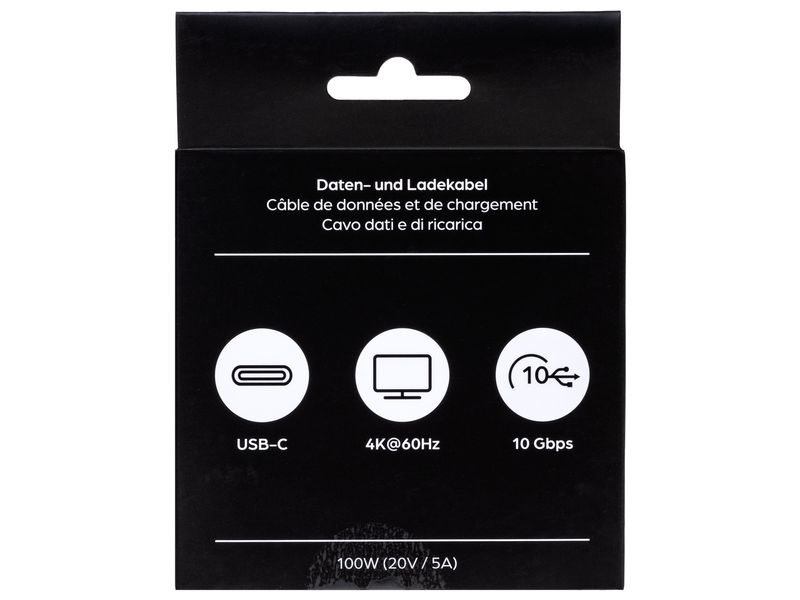 onit USB 3.1-Kabel USB C - USB C 1 m, Grau/Schwarz Verbindungskabel mit geflochtener Nylonummantelung