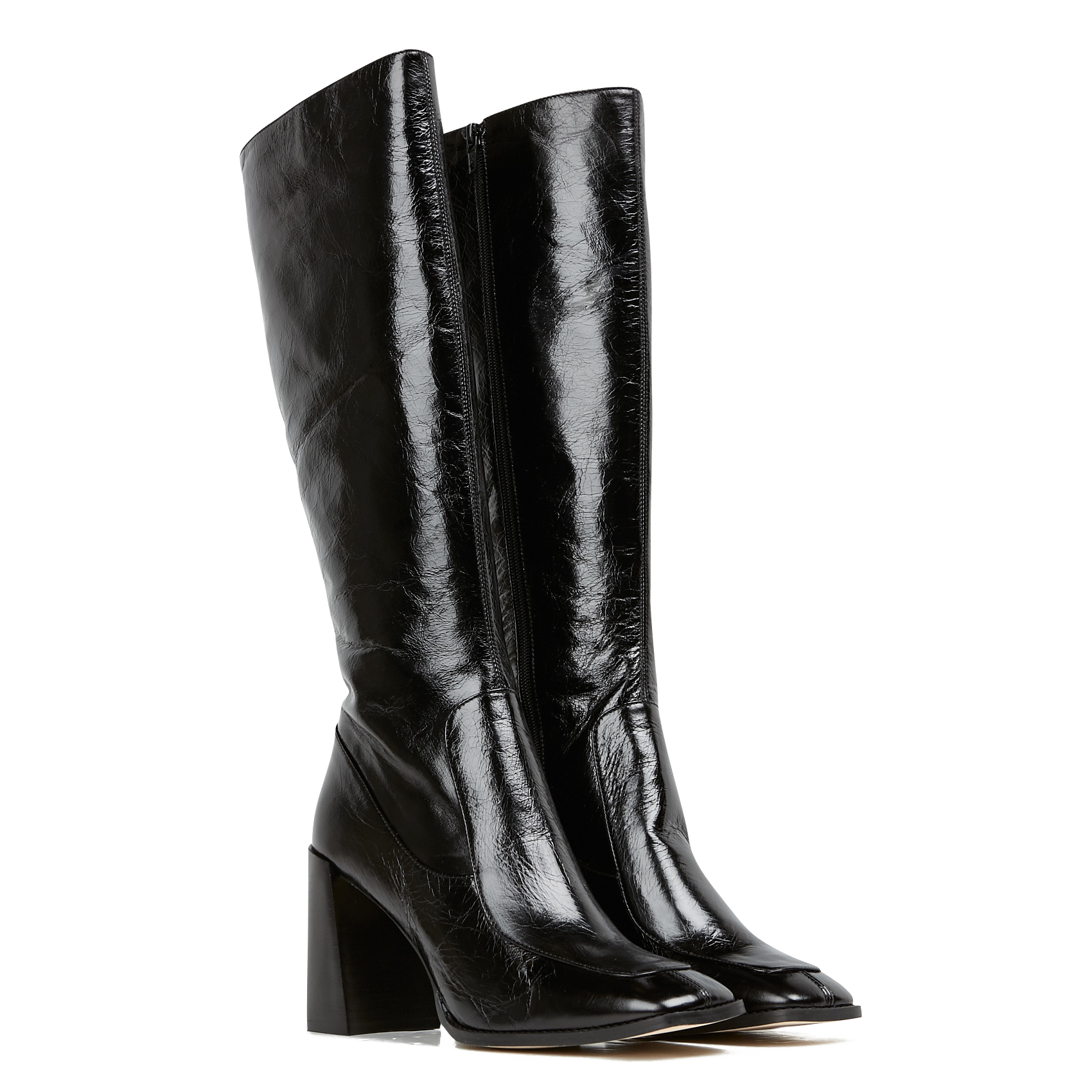 VAUBANE - Bottes à talon en cuir vieilli | Noir