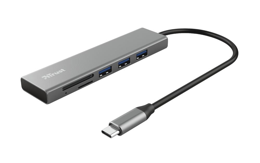 USB-Hub HalyxKompakter Aluminium-USB-Hub mit 3 Anschlüssen, Micro-SD-Kartenleser und USB-C-Anschluss