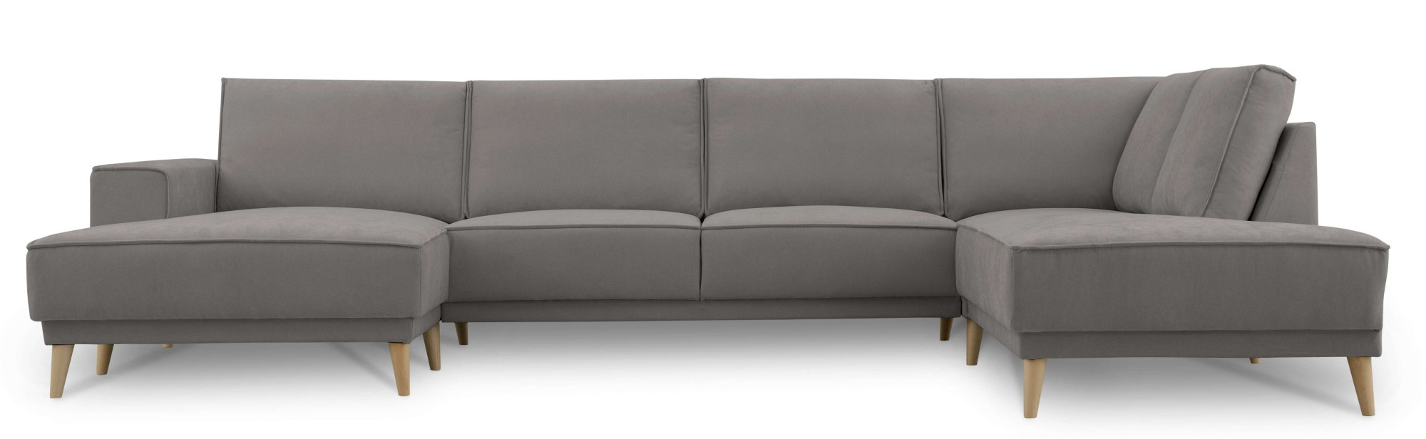 GOODproduct Wohnlandschaft »Oland Skandi, weicher Chenille-Stoff« U-Form, 345 cm, Wellenunterfederung, Skandi-Design, Massivholzfüsse