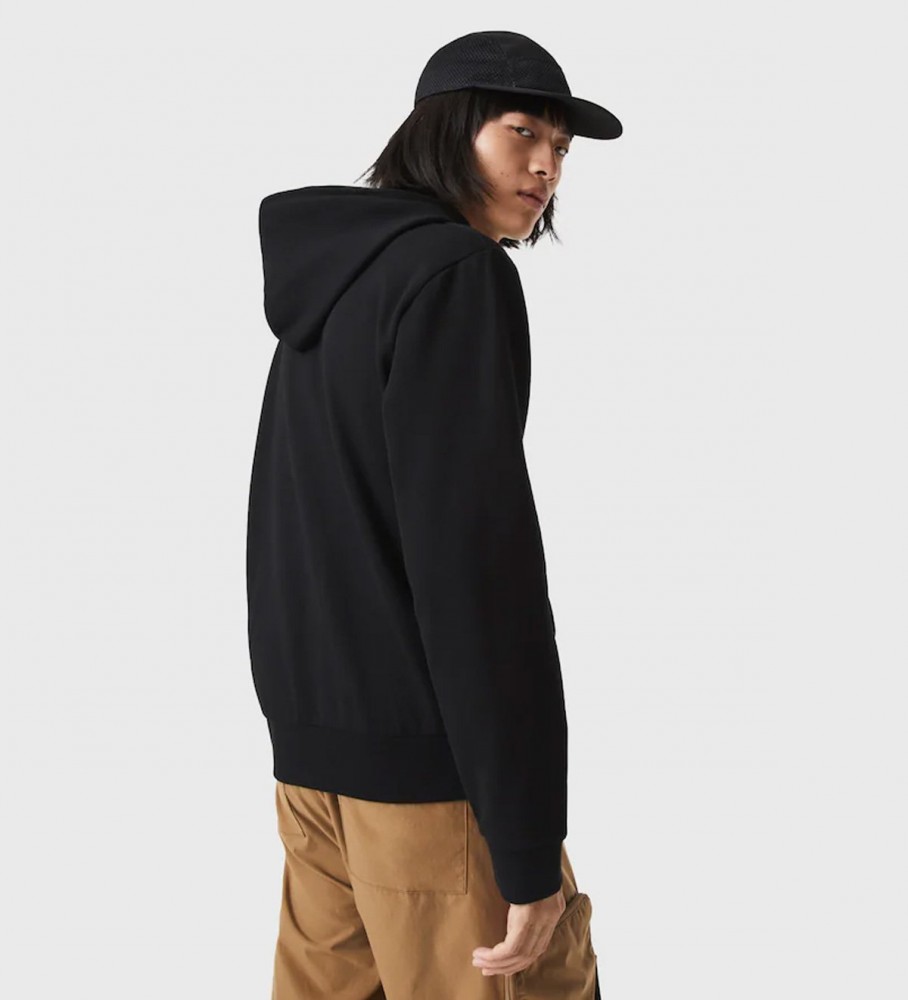 Moletom com capuz Lacoste em algodão orgânico, preto
