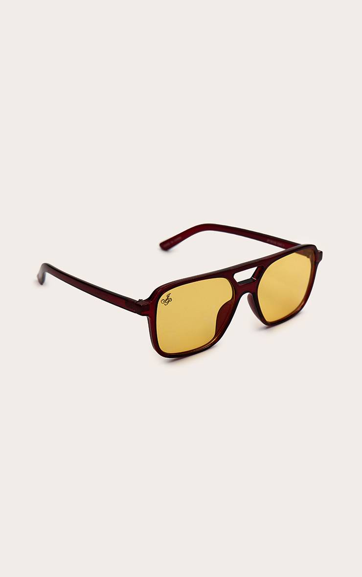 Rouge Lunettes De Soleil Jeepers Peepers Monture Aviateur Verres Jaunes