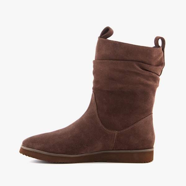 Hush Puppies suede dames enkellaarsjes bruin