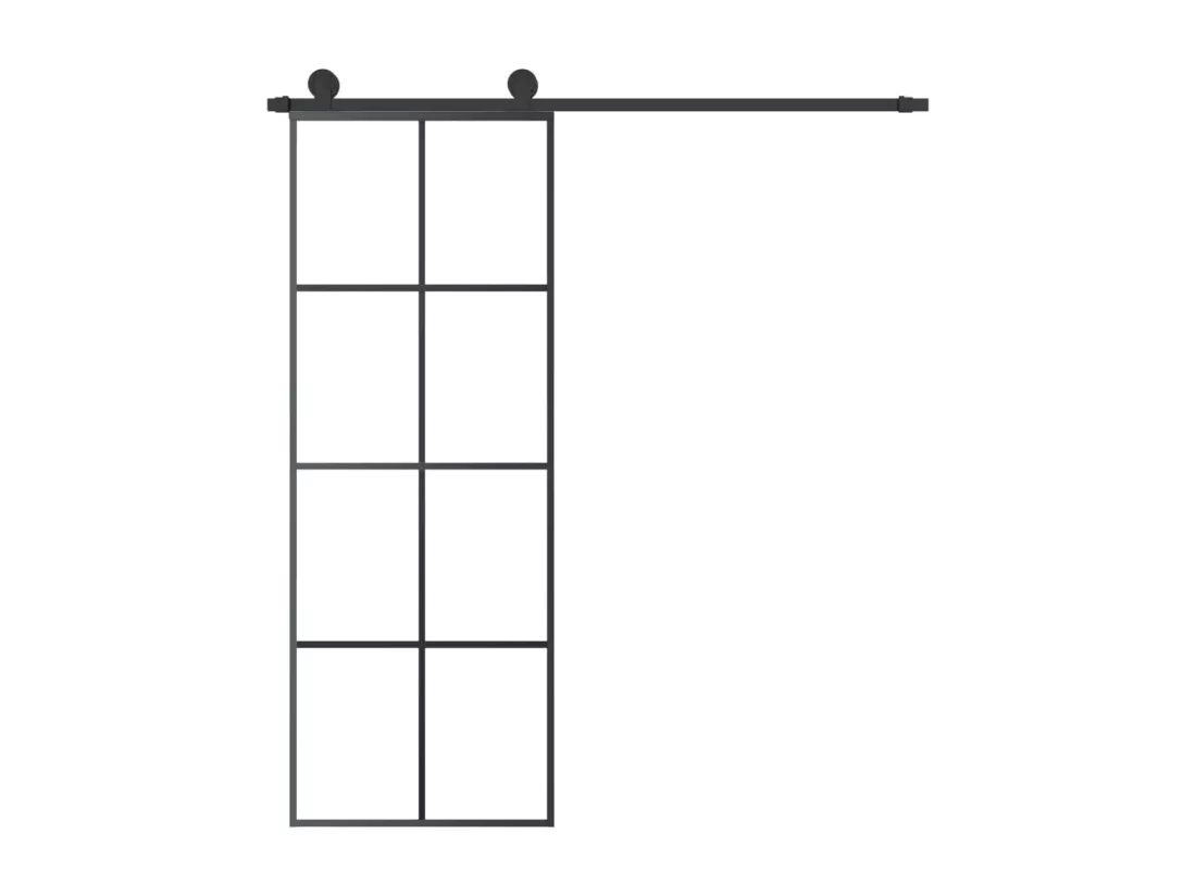 Porte coulissante avec kit de quincaillerie 76x205 cm Verre ESG