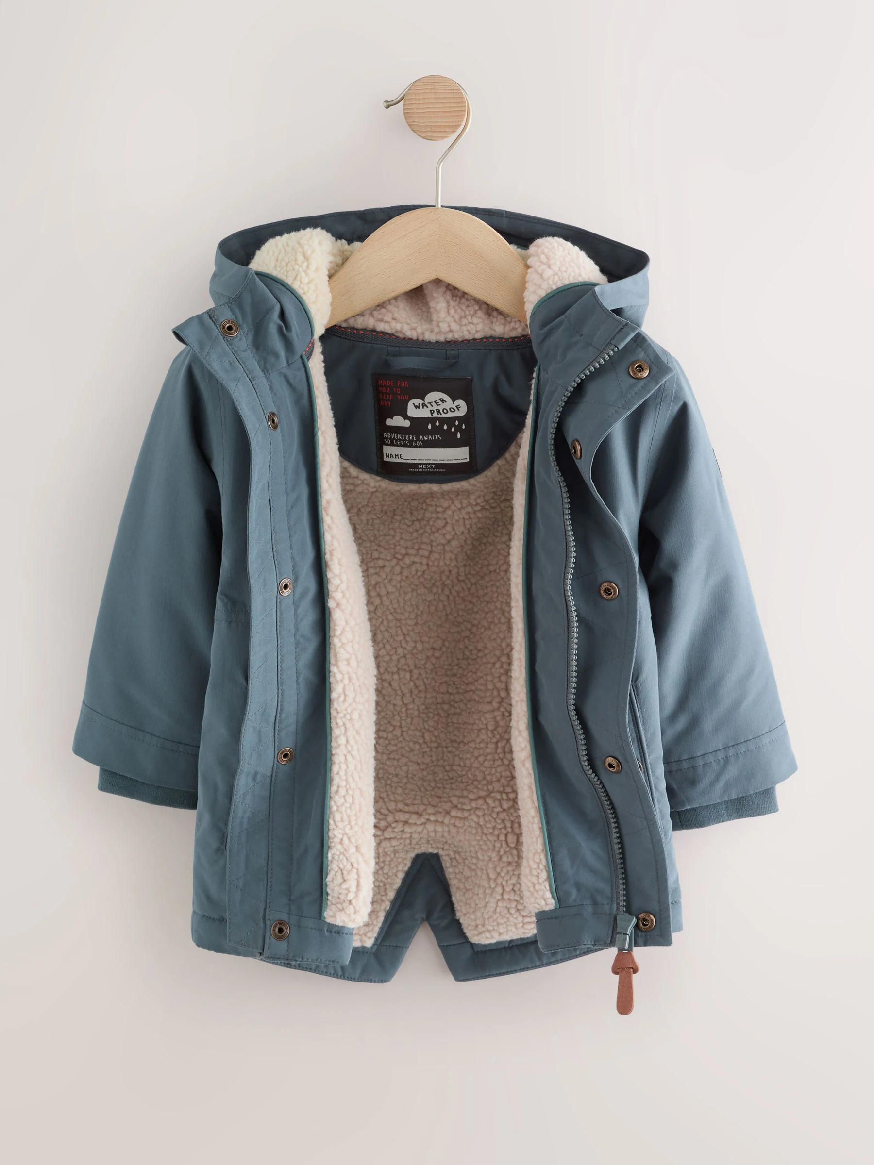 Grijs - Waterdichte parka met borgvoering (3mnd -7jr)