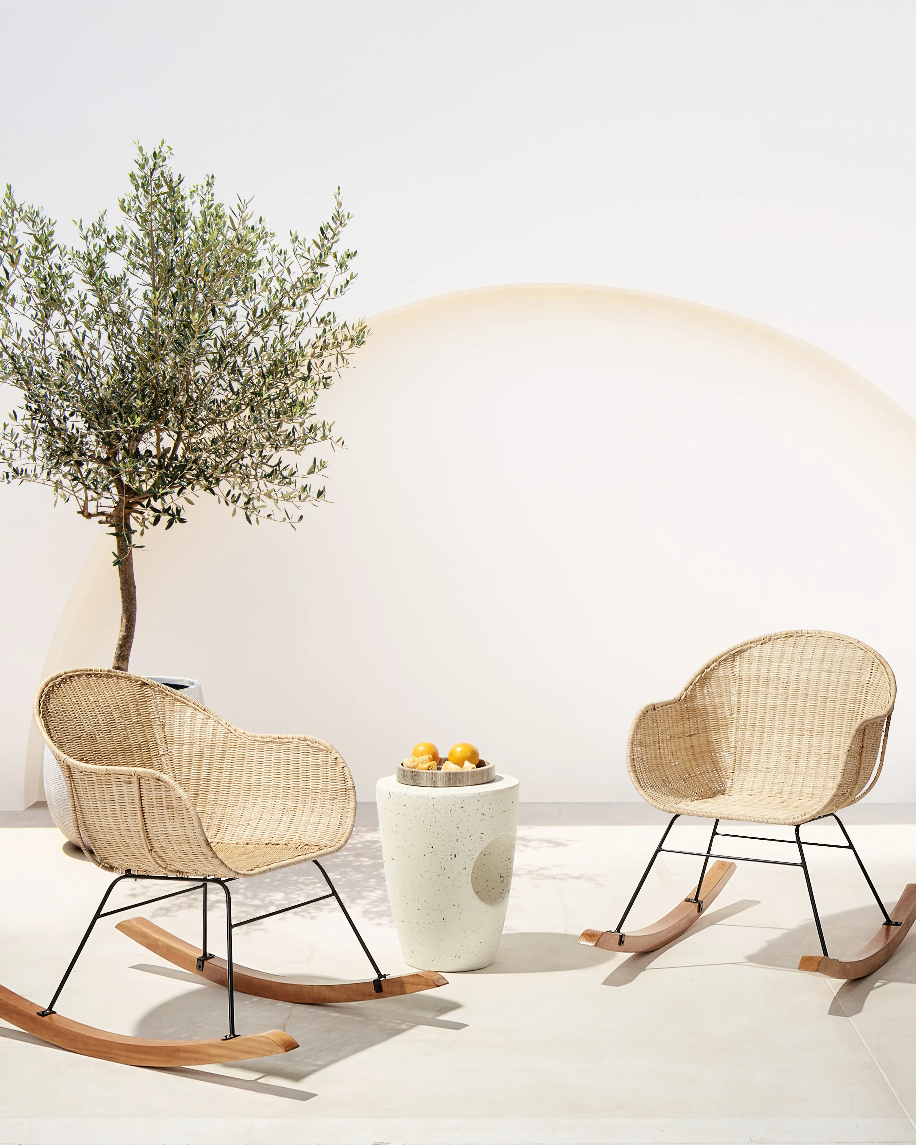 Set van 2 schommelstoelen LAVINIO Rotan Natuurlijk