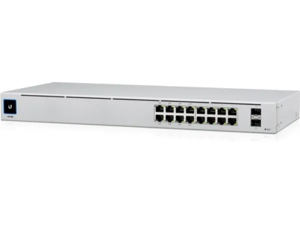 Ubiquiti UniFi Switch USW-16-POE - Switch - Administreret - 16 x 10/100/1000 (8 PoE )   2 x Gigabit SFP (uplink) - desktop, monterbar på stativ - PoE  (42 W)