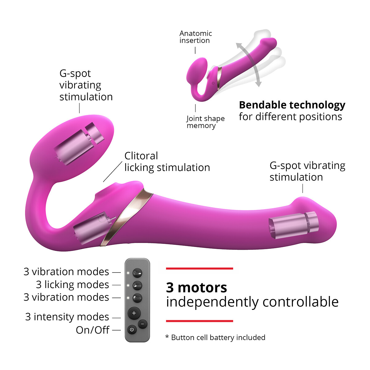 STRAP-ON-ME<br>Vibrador multiorgasmo com alça tamanho L