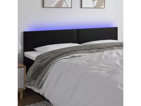 Tête de lit à LED Noir 180x5x78/88 cm Similicuir