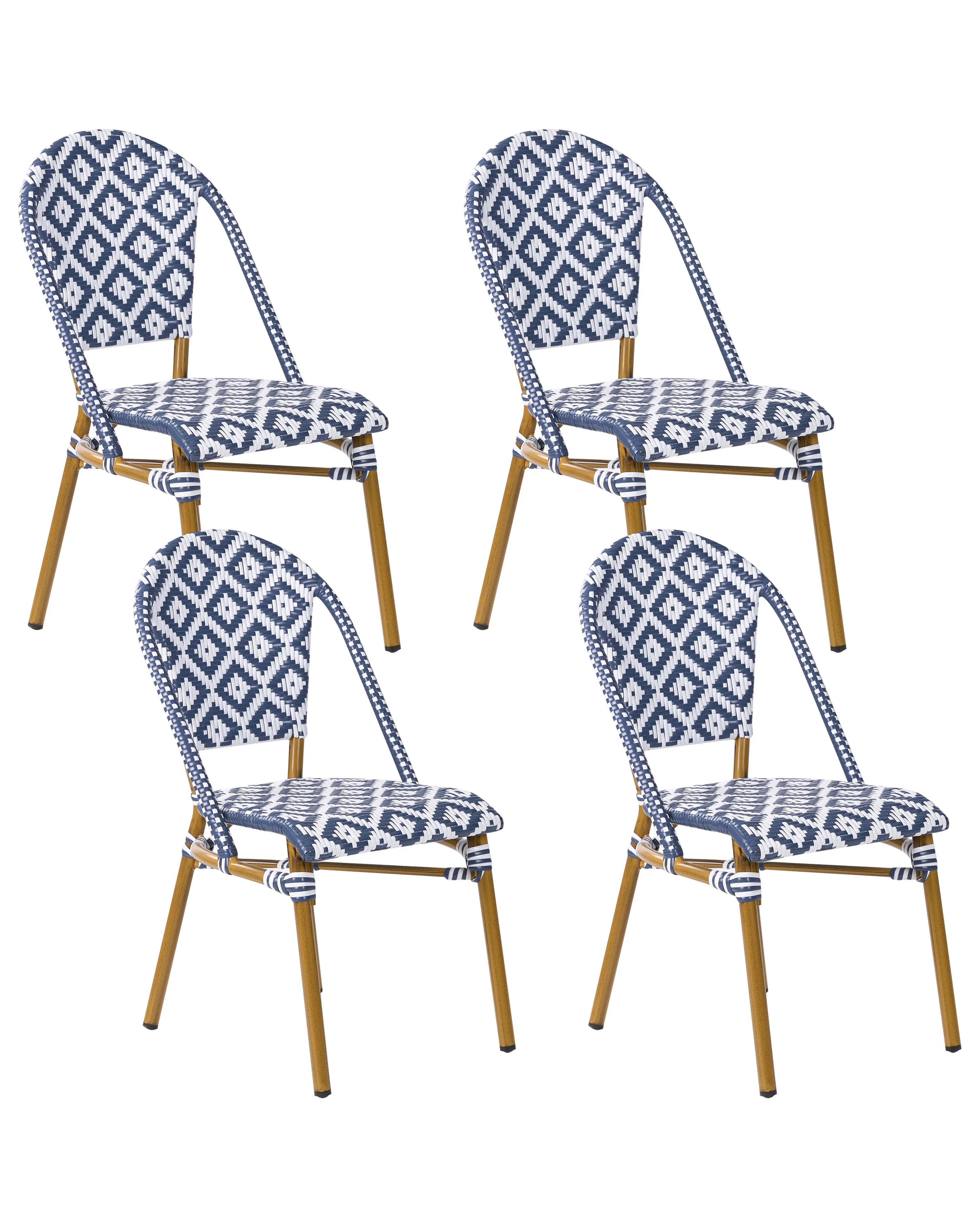 Set van 4 tuinstoelen RIFREDDO PE rotan Blauw