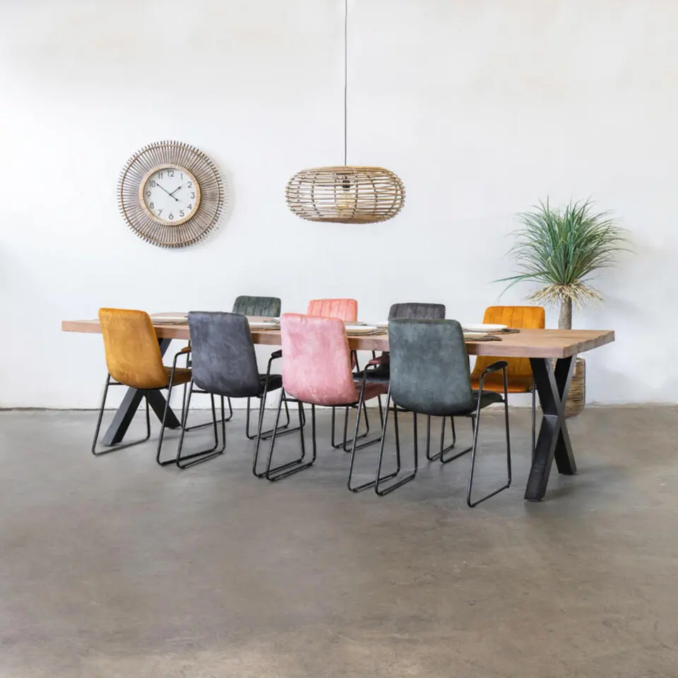Eettafel Mangohout - 300x100x76cm - Metaal - Duncan
