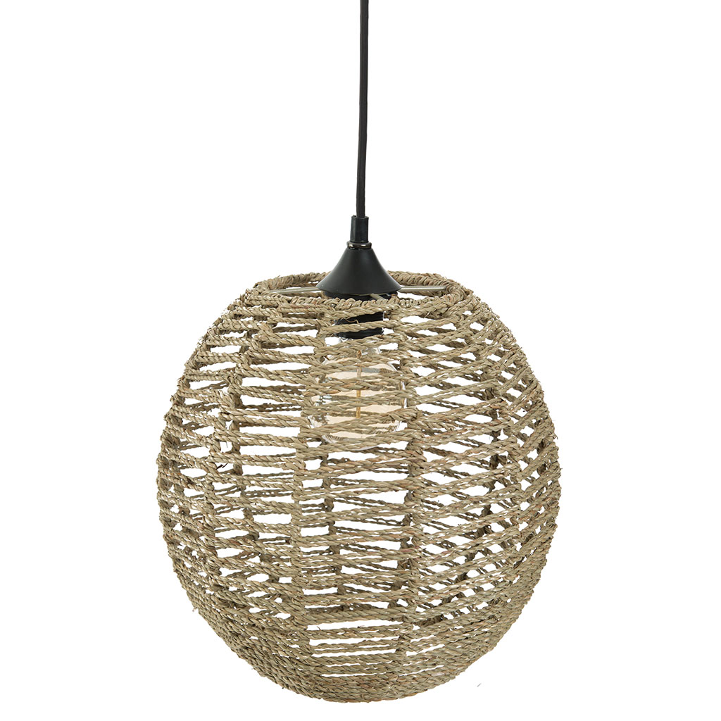 Luminaire suspendu boule tressée en rotin H 35cm