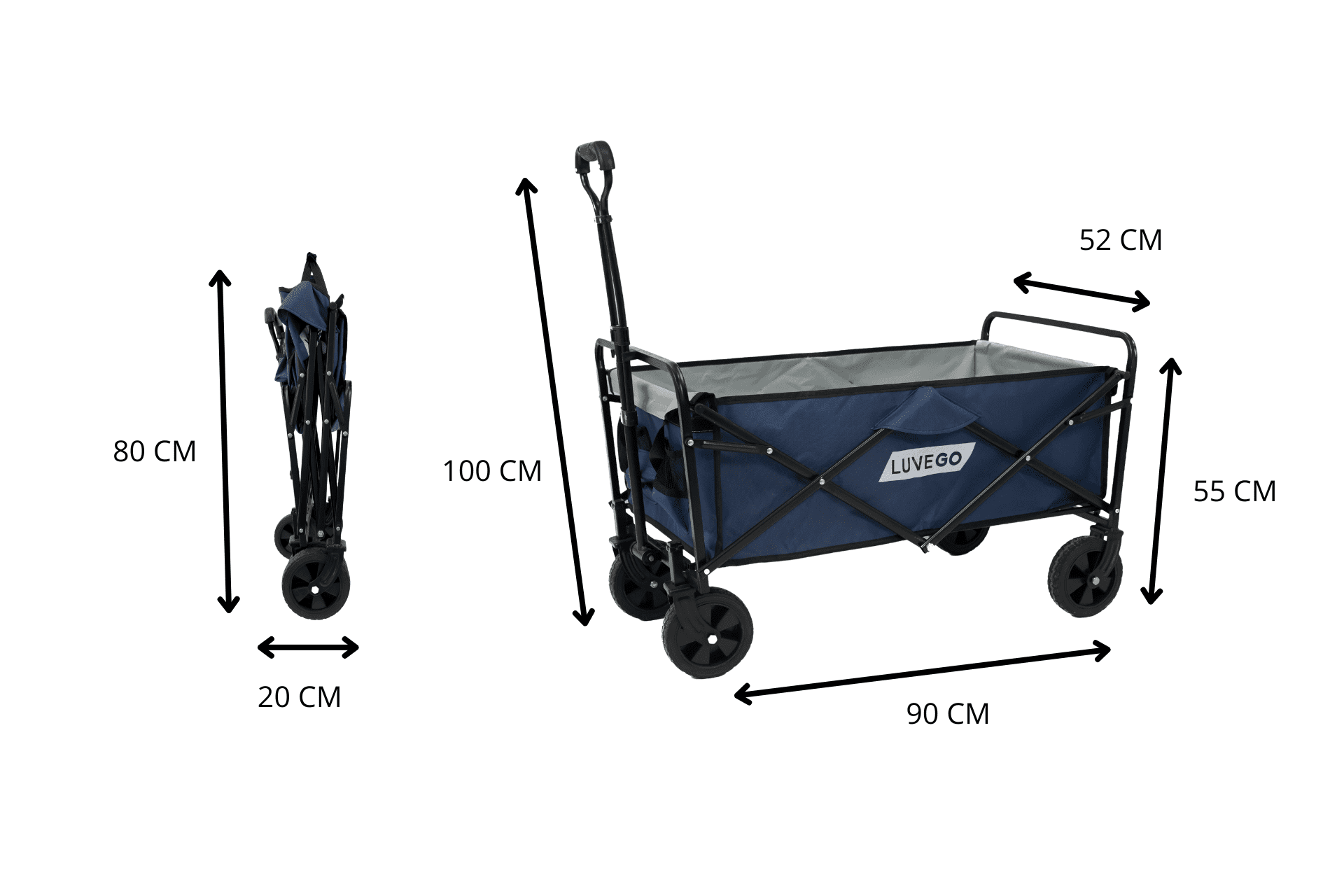 Luvego opvouwbare bolderkar - 80 kg