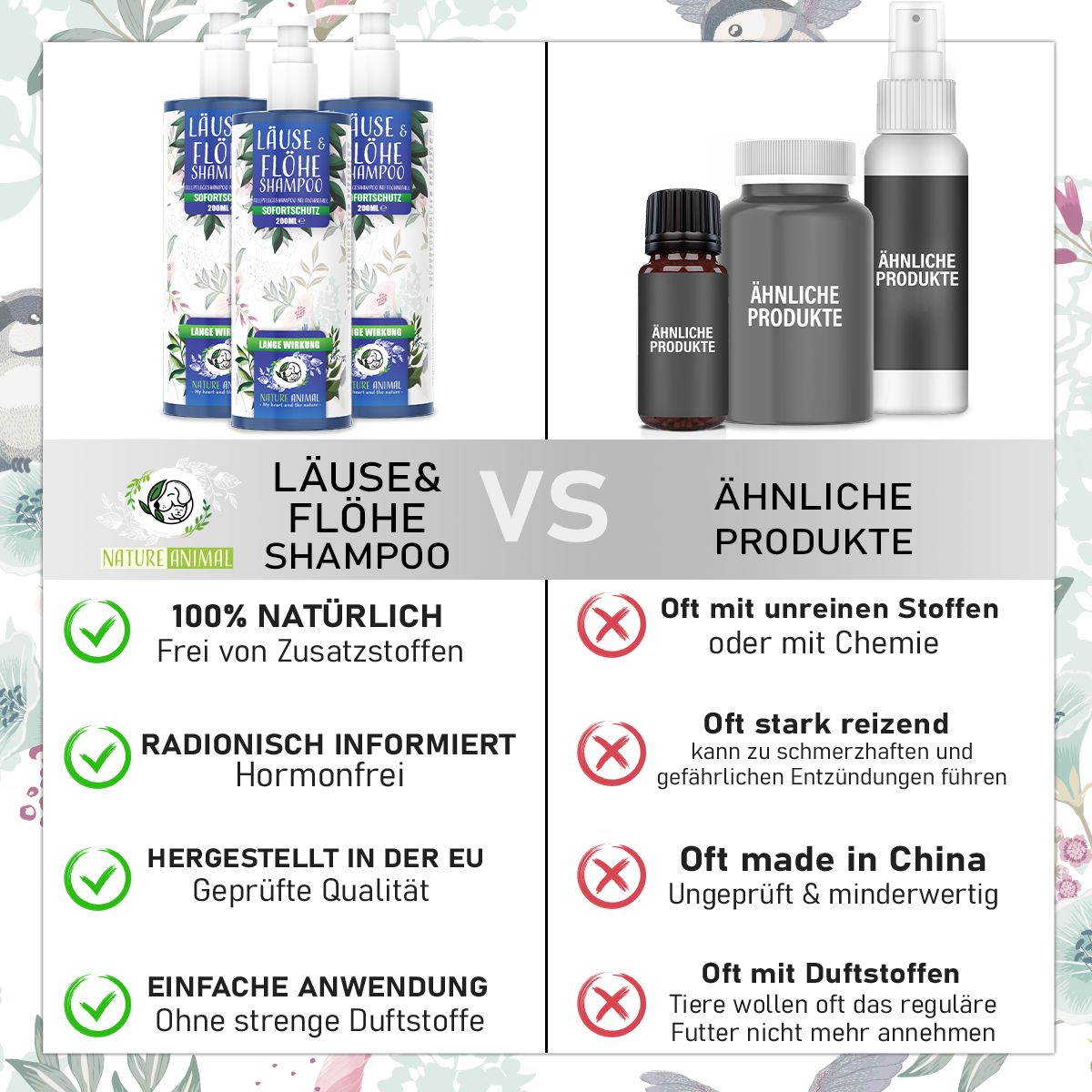 Nature Animal® | Läuse & Flöhe Shampoo für Hund und Katze