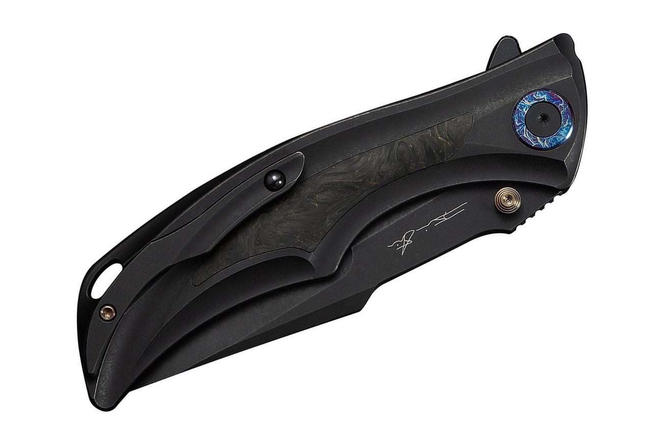 WE Knife Tighe Down WE24054B-1 Blackwashed Böhler M390, Integral Black Titanium Black Yellow CF Inlay, zakmes, Brian Tighe design
