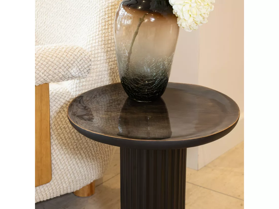 Now's Home - Table D'appoint En Bois De Manguier Et Pied En Metal Noir