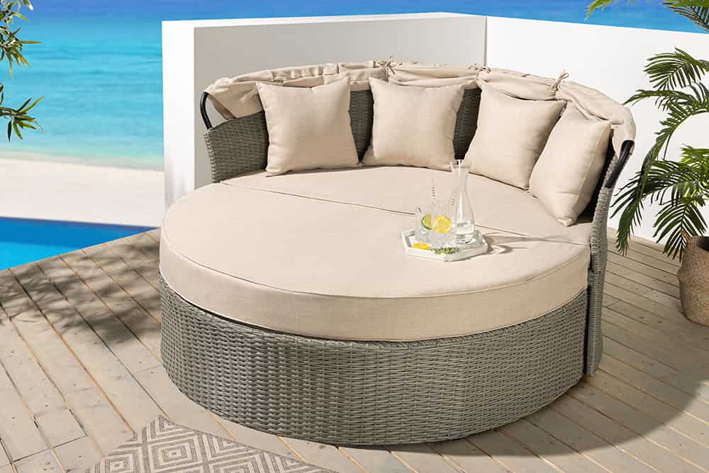 Outdoor Sonneninsel PLAYA LIVING 165cm natur Polyrattan Aluminium inklusive Kissen wetterfest