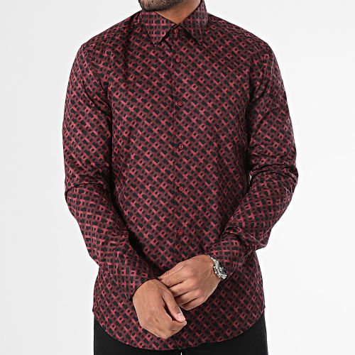 Chemise Manches Longues Slim Hank 50502888 Bordeaux Noir