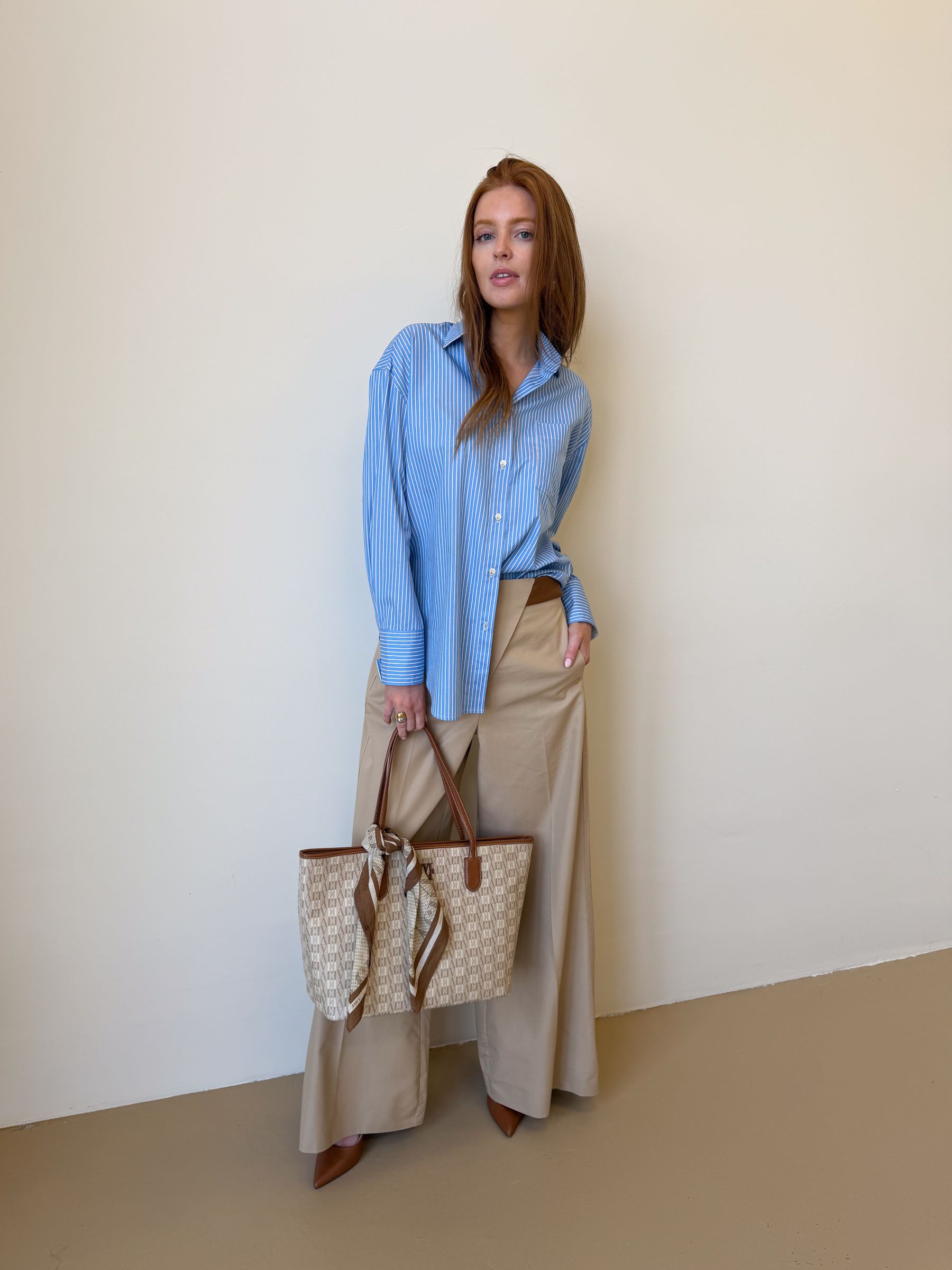 JV-HUDA shopper met logoprint - beige