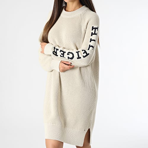 Robe Pull Femme Placed Hilfiger 9375 Beige