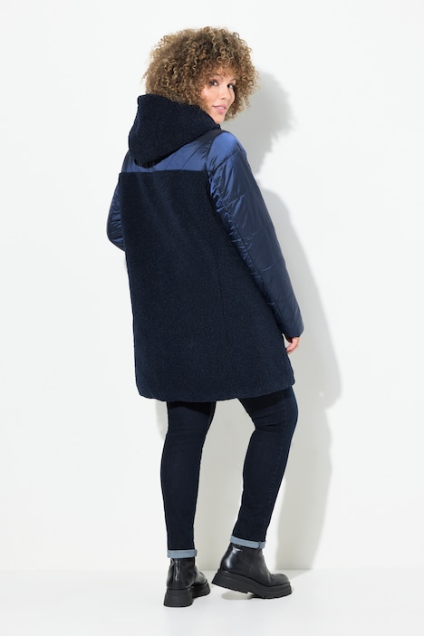 Jacke, Stepp/Teddyfleece, Kapuze, Zipptaschen