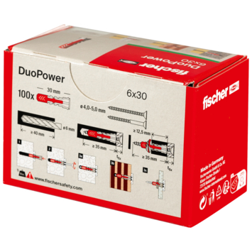 Fischer Universeelplug DuoPower 6x30mm 100 stuks