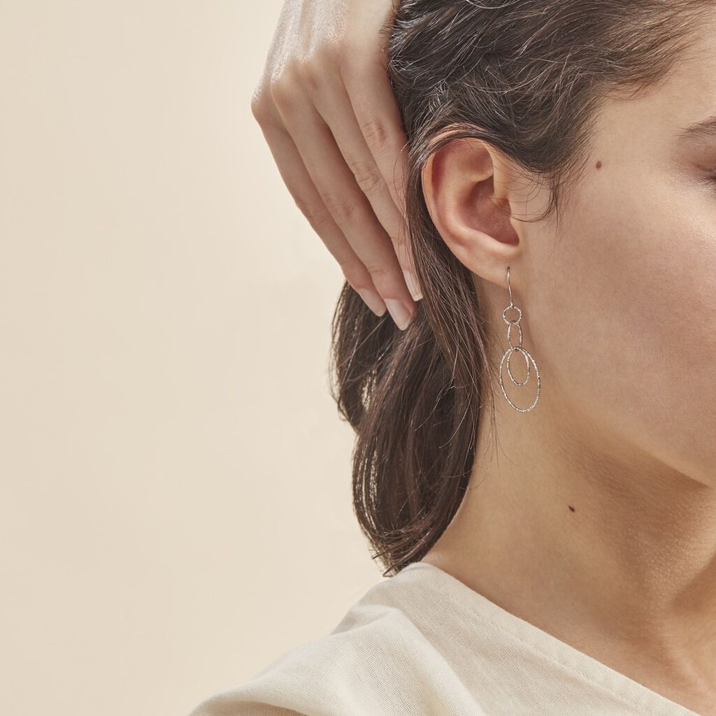 Boucles D'oreilles Pendantes Flaura Argent Blanc