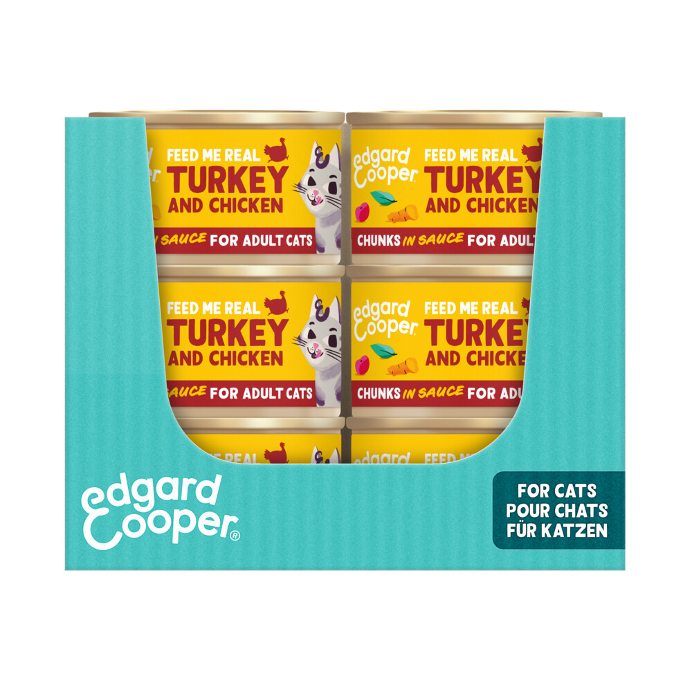 18x Edgard & Cooper Kattenvoer Chunks Kip - Kalkoen85 gr