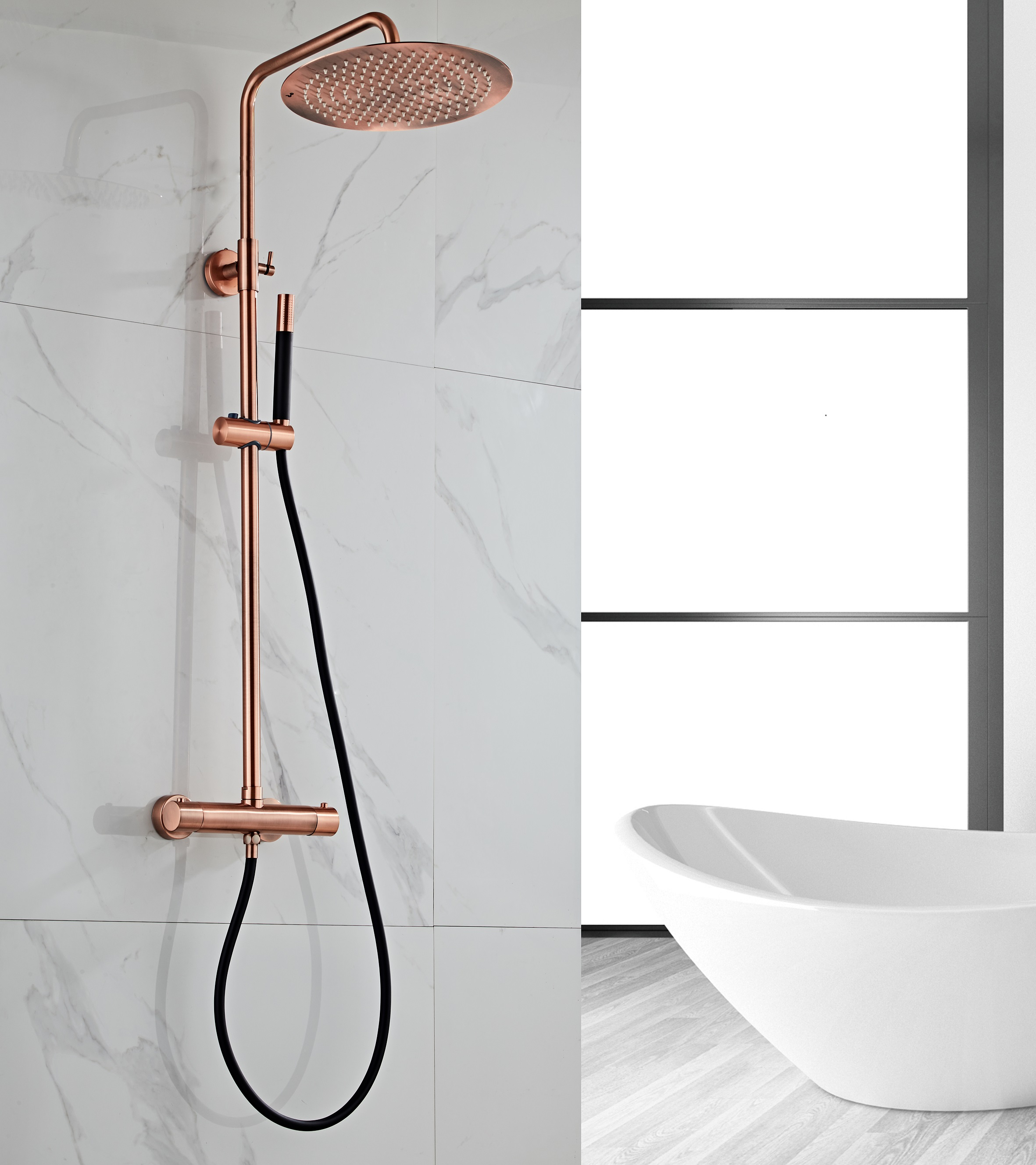 Saniclear Copper Pro opbouw regendouche 30cm hoofddouche zwart koper