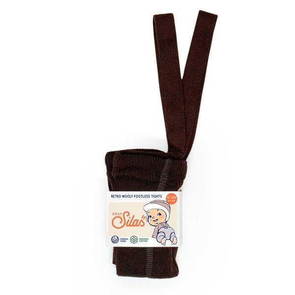 Wooly Footless Tights With Braces Espresso Brown