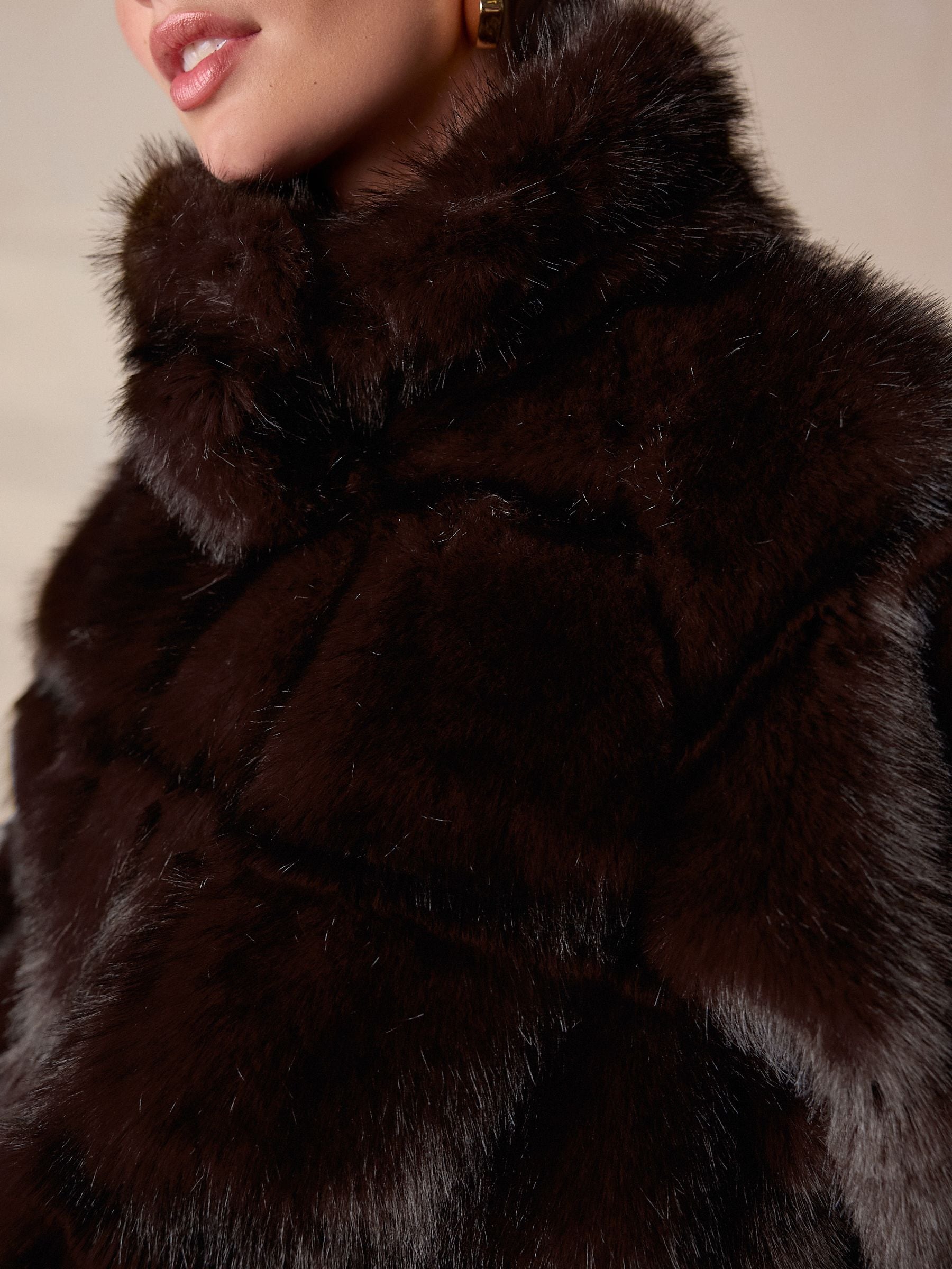 Chocoladebruin - N.Premium Vintage Style Faux Fur Coat