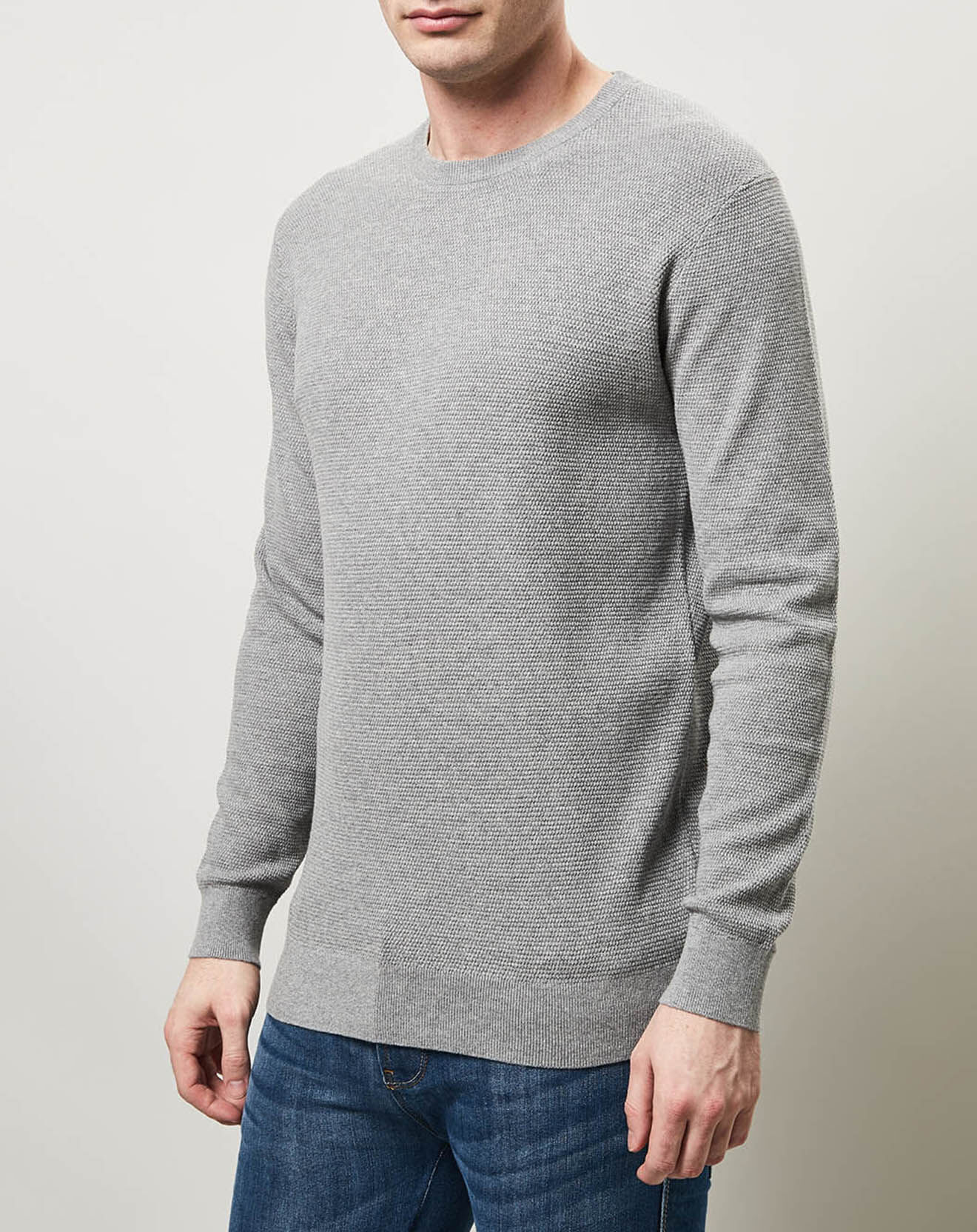 Hartford Pull Honeycomb Crew gris