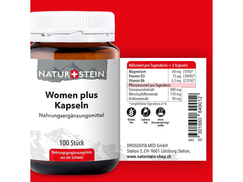 Naturstein Women plus Kapseln 100 Stück Nahrungsergänzungsmittel für die Frau