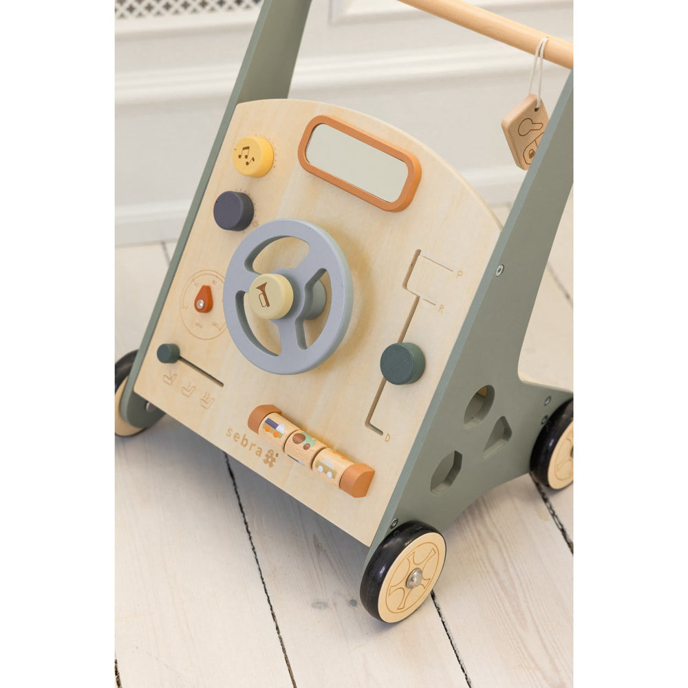 Køb Sebra Wooden Aktivitets Gåvogn Car