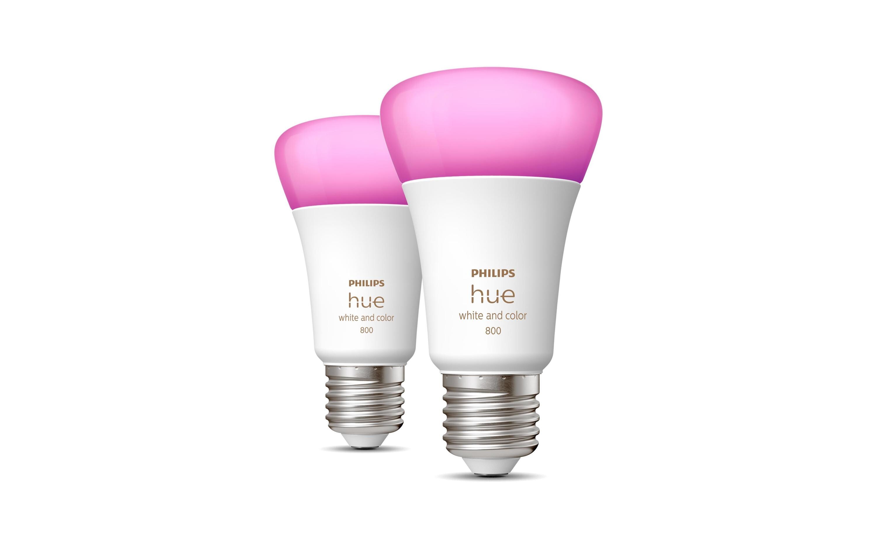 Leuchtmittel White & Col. Amb. E27 Doppelpack 2 x 570 lm<br>Per Bluetooth steuerbares Hue E27-Leuchtmittel