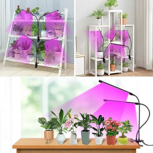 LED -plantebelysning - dobbelt full spektrumplantelampe med klemme