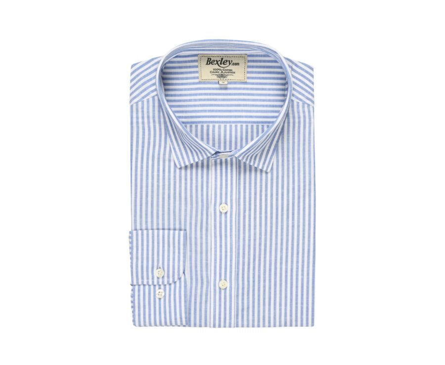 Chemise coton et lin rayures bleues et blanches - EDIBERT