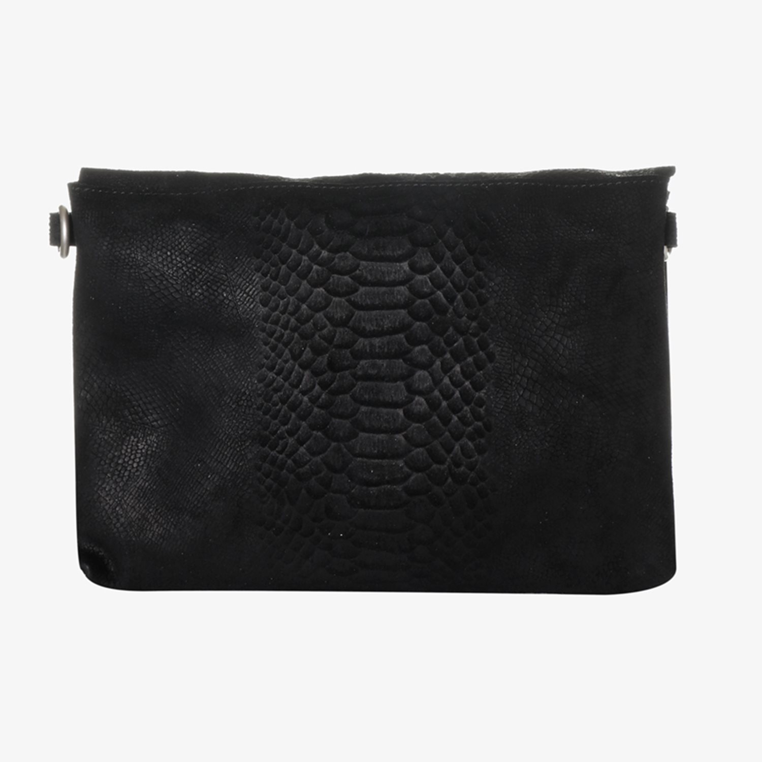 Mozz Luieretui Crossbody Suede snake zwart